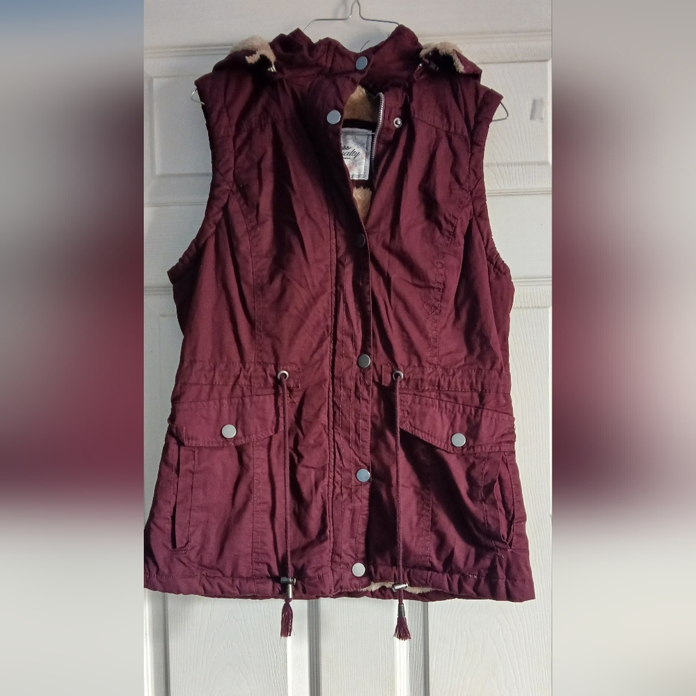Royalty For Me Burgundy Hooded Vest
